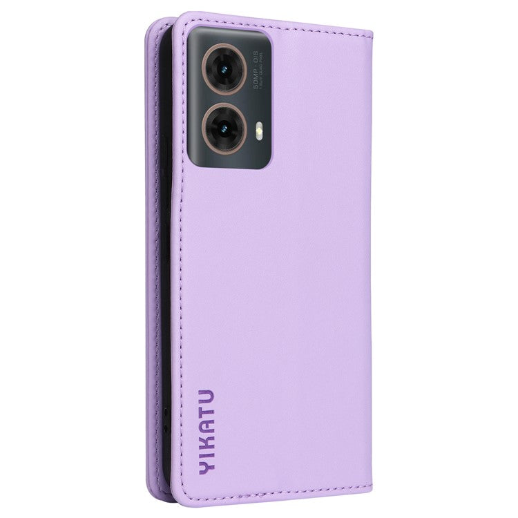 YIKATU YK-001 For Motorola Moto G85 5G / S50 Neo 5G Wallet Case Strong Magnetic Leather Phone Cover - Light Purple