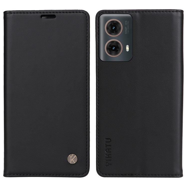 YIKATU YK-001 For Motorola Moto G85 5G / S50 Neo 5G Wallet Case Strong Magnetic Leather Phone Cover - Black