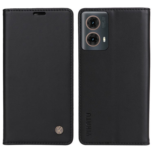 YIKATU YK-001 For Motorola Moto G85 5G / S50 Neo 5G Wallet Case Strong Magnetic Leather Phone Cover - Black