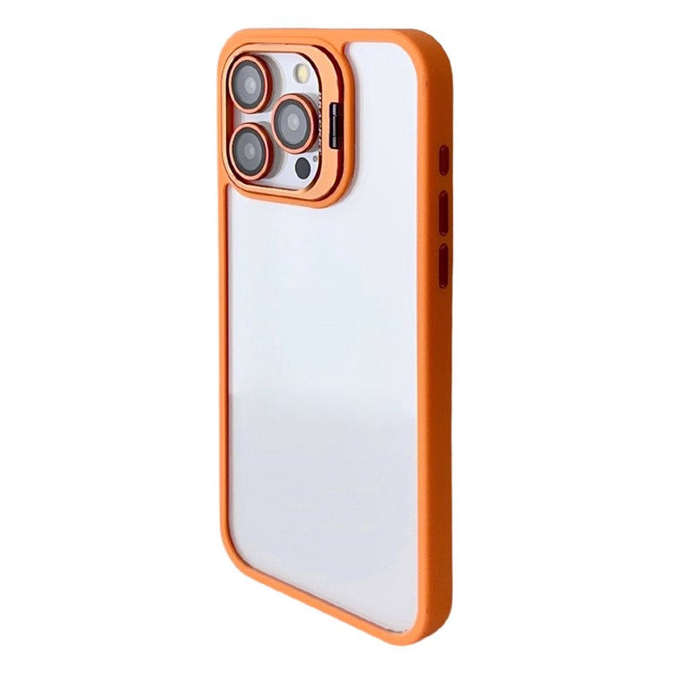 WANLONFENG NKS Series For iPhone 14 Pro Max Acrylic Phone Case Kickstand Cover with Screen Film and Lens Film - Orange