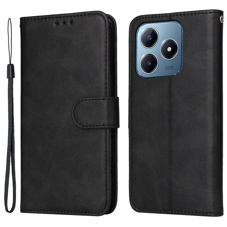 For Realme C61 4G / C63 4G / Note 60 Case Wallet Stand Leather Phone Cover - Black