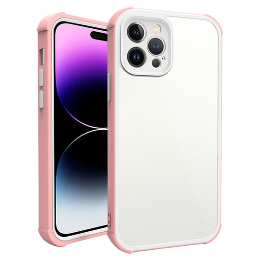 Phone Case for iPhone 14 Pro Max Shockproof Case Protective Anti-Fall Cover Support Wireless Charging - Rose Gold / White