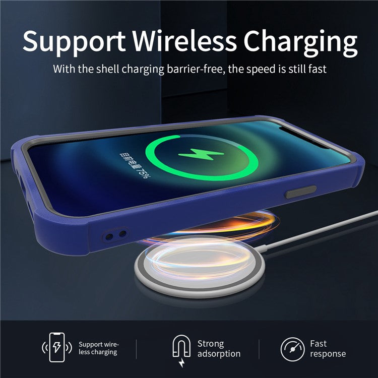 Phone Case for iPhone 14 Pro Max Shockproof Case Protective Anti-Fall Cover Support Wireless Charging - Rose Gold / White