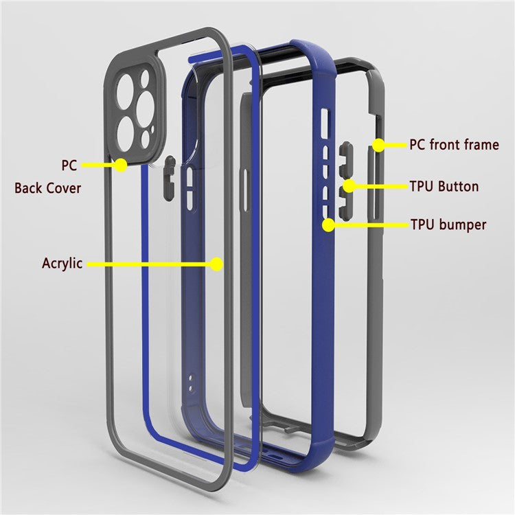 Phone Case for iPhone 14 Pro Max Shockproof Case Protective Anti-Fall Cover Support Wireless Charging - Rose Gold / White