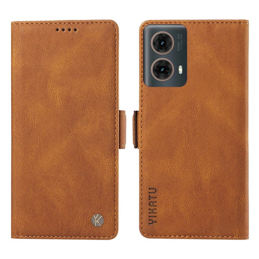 YIKATU YK-005 For Motorola Moto G85 5G / S50 Neo 5G Case Skin-Touch Leather Phone Cover - Brown