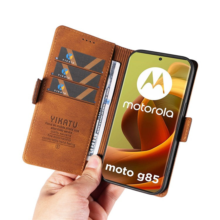 YIKATU YK-005 For Motorola Moto G85 5G / S50 Neo 5G Case Skin-Touch Leather Phone Cover - Brown