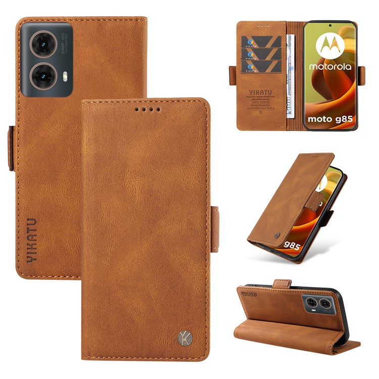 YIKATU YK-005 For Motorola Moto G85 5G / S50 Neo 5G Case Skin-Touch Leather Phone Cover - Brown