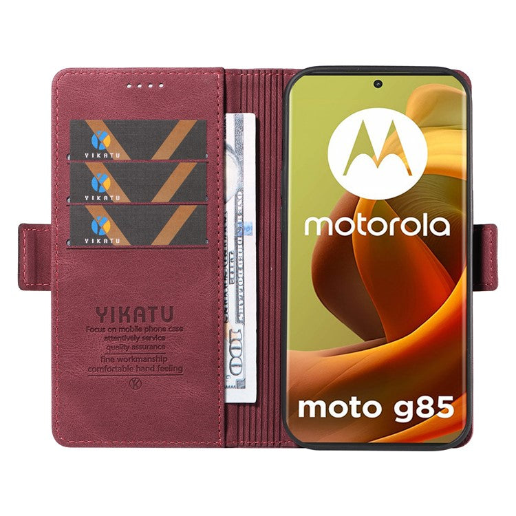 YIKATU YK-005 For Motorola Moto G85 5G / S50 Neo 5G Case Skin-Touch Leather Phone Cover - Wine Red