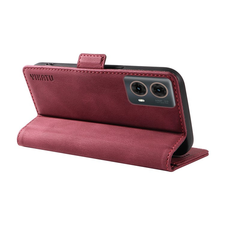 YIKATU YK-005 For Motorola Moto G85 5G / S50 Neo 5G Case Skin-Touch Leather Phone Cover - Wine Red