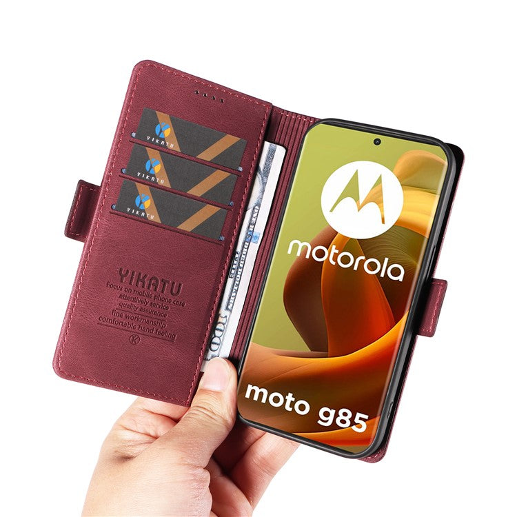 YIKATU YK-005 For Motorola Moto G85 5G / S50 Neo 5G Case Skin-Touch Leather Phone Cover - Wine Red