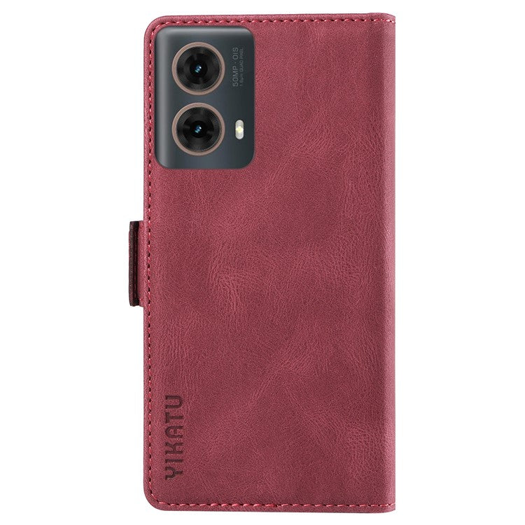 YIKATU YK-005 For Motorola Moto G85 5G / S50 Neo 5G Case Skin-Touch Leather Phone Cover - Wine Red