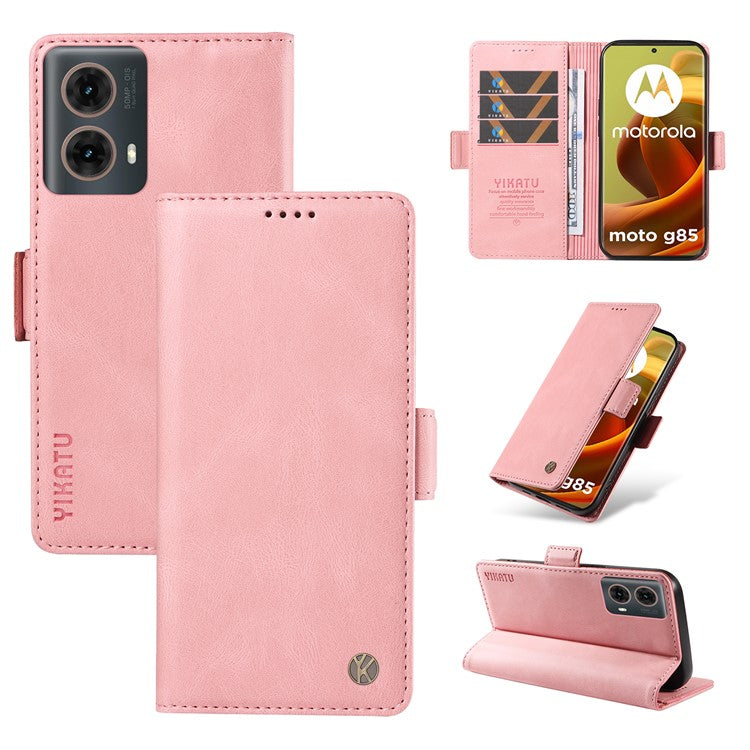 YIKATU YK-005 For Motorola Moto G85 5G / S50 Neo 5G Case Skin-Touch Leather Phone Cover - Pink