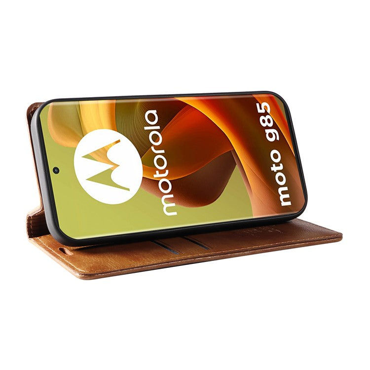 YIKATU YK-006 For Motorola Moto G85 5G / S50 Neo 5G Wallet Case Litchi Texture Leather Phone Cover - Brown