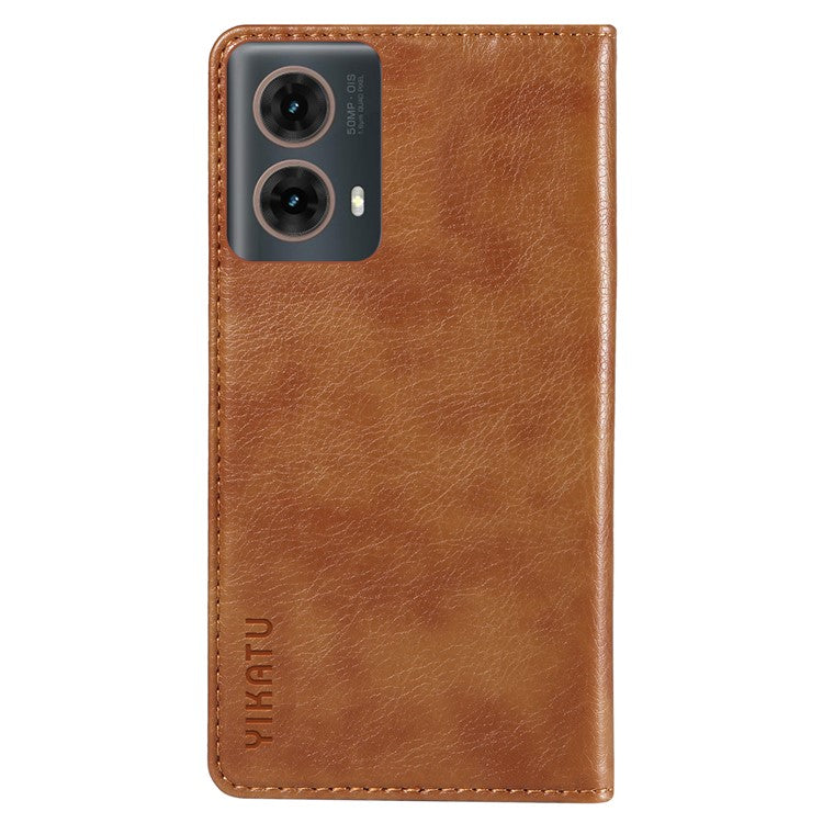 YIKATU YK-006 For Motorola Moto G85 5G / S50 Neo 5G Wallet Case Litchi Texture Leather Phone Cover - Brown