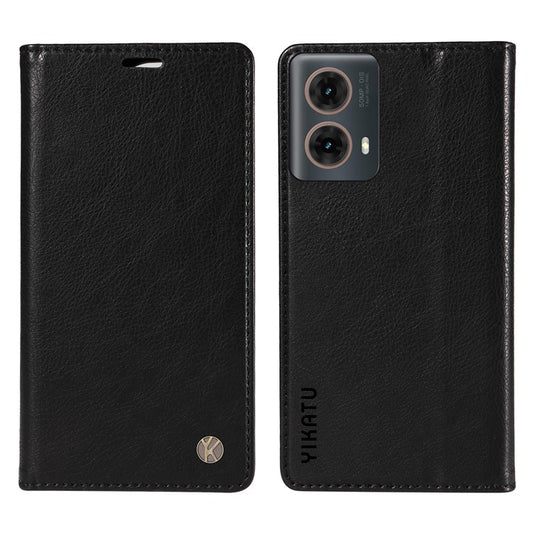 YIKATU YK-006 For Motorola Moto G85 5G / S50 Neo 5G Wallet Case Litchi Texture Leather Phone Cover - Black