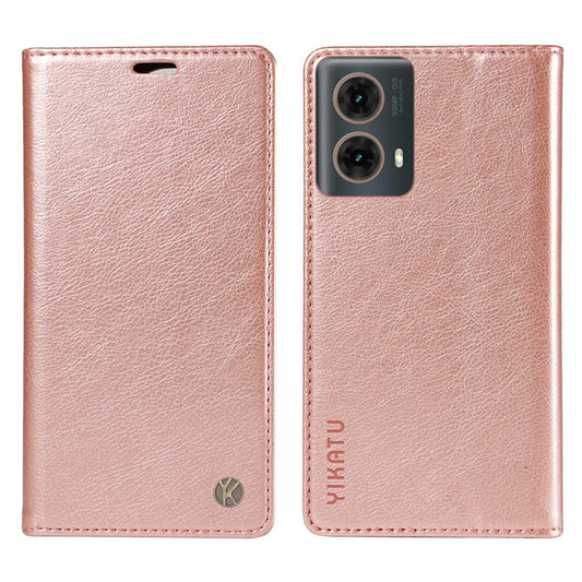 YIKATU YK-006 For Motorola Moto G85 5G / S50 Neo 5G Wallet Case Litchi Texture Leather Phone Cover - Rose Gold