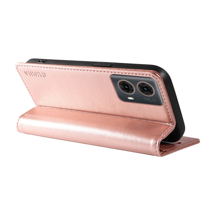 YIKATU YK-006 For Motorola Moto G85 5G / S50 Neo 5G Wallet Case Litchi Texture Leather Phone Cover - Rose Gold