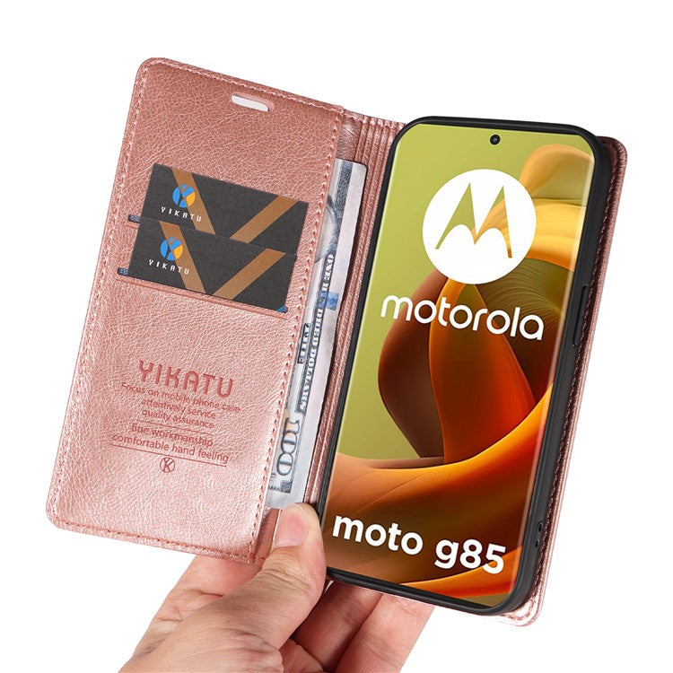 YIKATU YK-006 For Motorola Moto G85 5G / S50 Neo 5G Wallet Case Litchi Texture Leather Phone Cover - Rose Gold