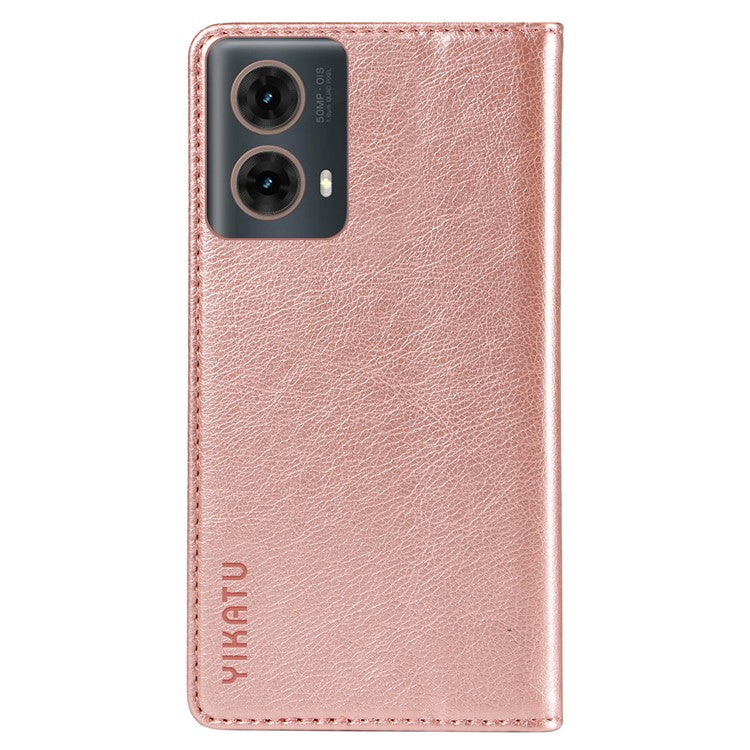 YIKATU YK-006 For Motorola Moto G85 5G / S50 Neo 5G Wallet Case Litchi Texture Leather Phone Cover - Rose Gold