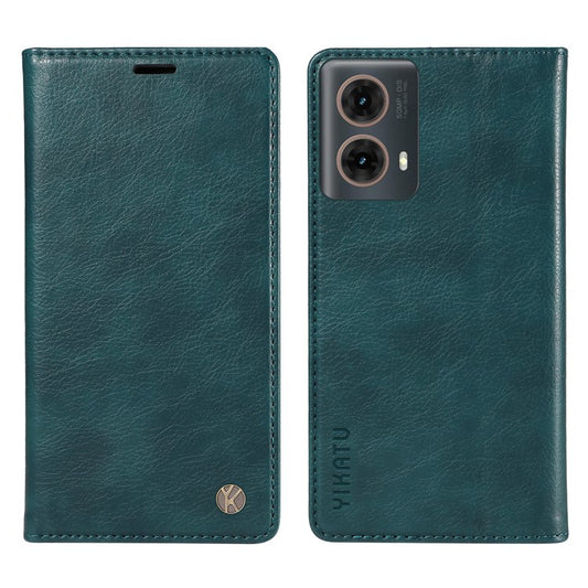 YIKATU YK-006 For Motorola Moto G85 5G / S50 Neo 5G Wallet Case Litchi Texture Leather Phone Cover - Blue