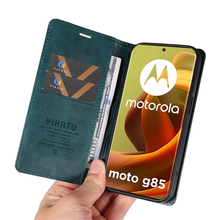 YIKATU YK-006 For Motorola Moto G85 5G / S50 Neo 5G Wallet Case Litchi Texture Leather Phone Cover - Blue