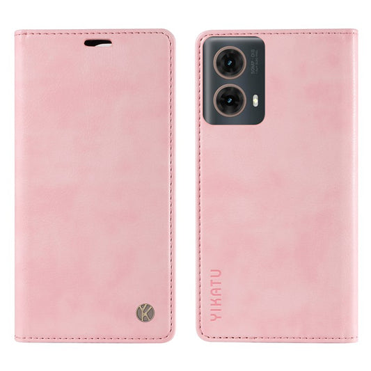 YIKATU YK-006 For Motorola Moto G85 5G / S50 Neo 5G Wallet Case Litchi Texture Leather Phone Cover - Pink
