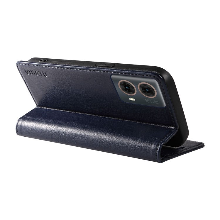 YIKATU YK-006 For Motorola Moto G85 5G / S50 Neo 5G Wallet Case Litchi Texture Leather Phone Cover - Navy Blue