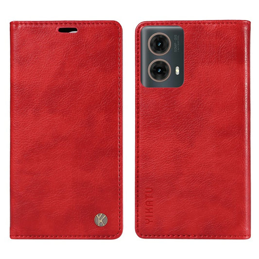 YIKATU YK-006 For Motorola Moto G85 5G / S50 Neo 5G Wallet Case Litchi Texture Leather Phone Cover - Red
