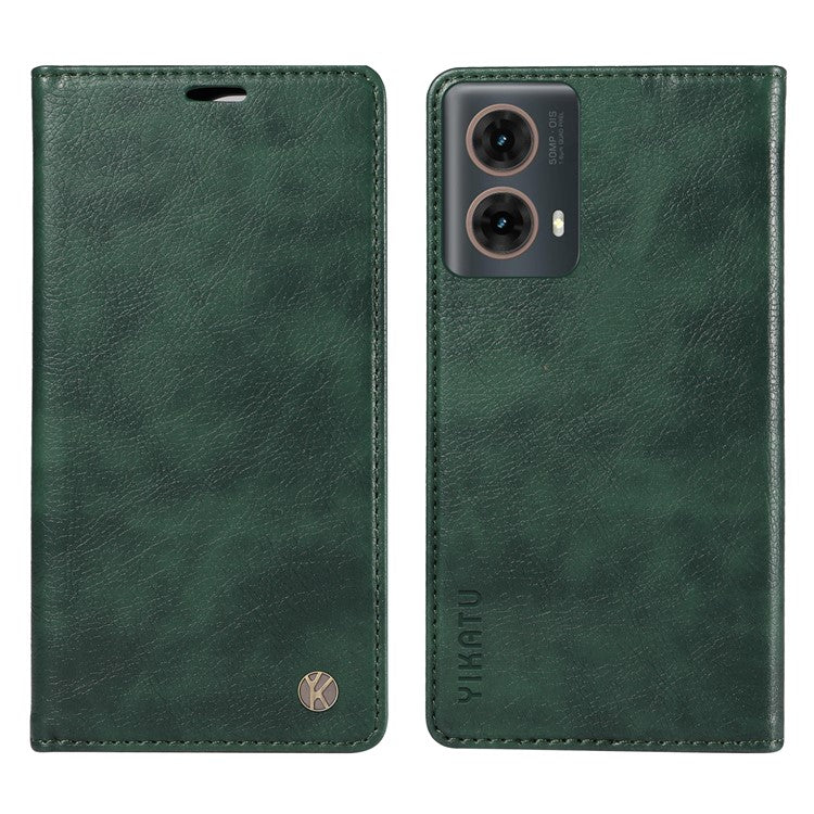 YIKATU YK-006 For Motorola Moto G85 5G / S50 Neo 5G Wallet Case Litchi Texture Leather Phone Cover - Green