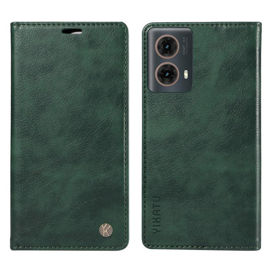 YIKATU YK-006 For Motorola Moto G85 5G / S50 Neo 5G Wallet Case Litchi Texture Leather Phone Cover - Green
