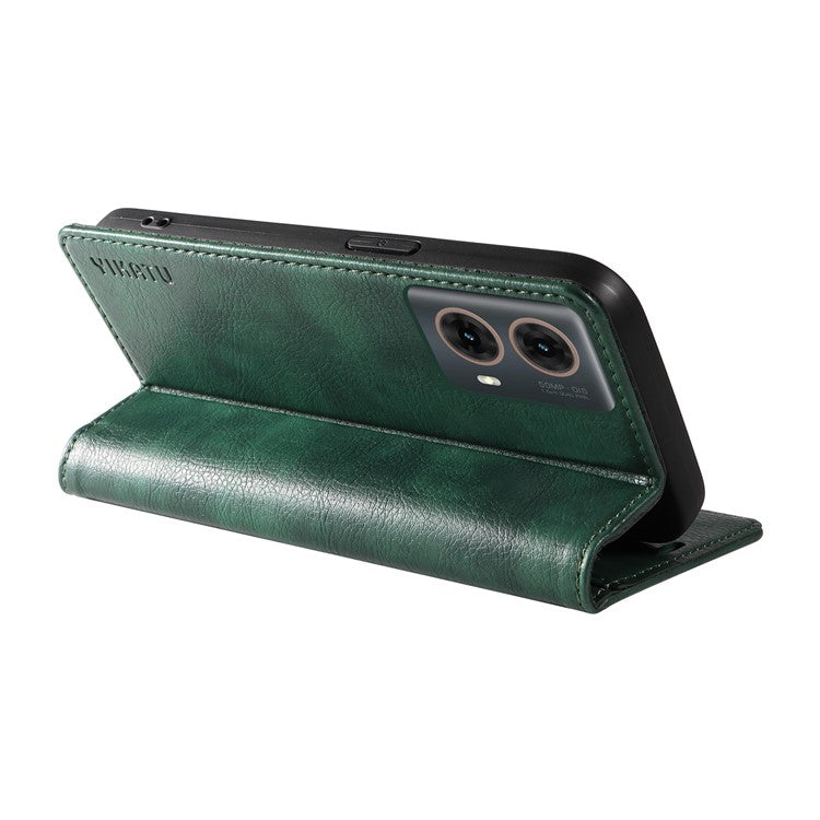 YIKATU YK-006 For Motorola Moto G85 5G / S50 Neo 5G Wallet Case Litchi Texture Leather Phone Cover - Green