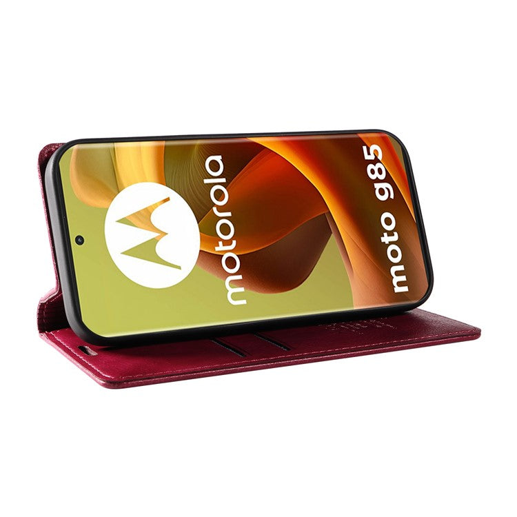 YIKATU YK-006 For Motorola Moto G85 5G / S50 Neo 5G Wallet Case Litchi Texture Leather Phone Cover - Wine Red