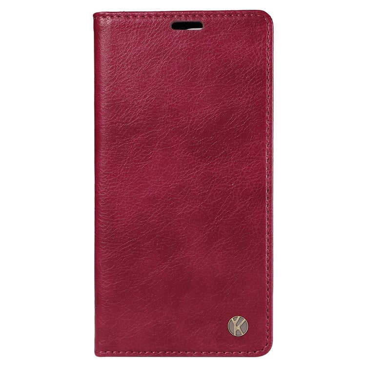 YIKATU YK-006 For Motorola Moto G85 5G / S50 Neo 5G Wallet Case Litchi Texture Leather Phone Cover - Wine Red