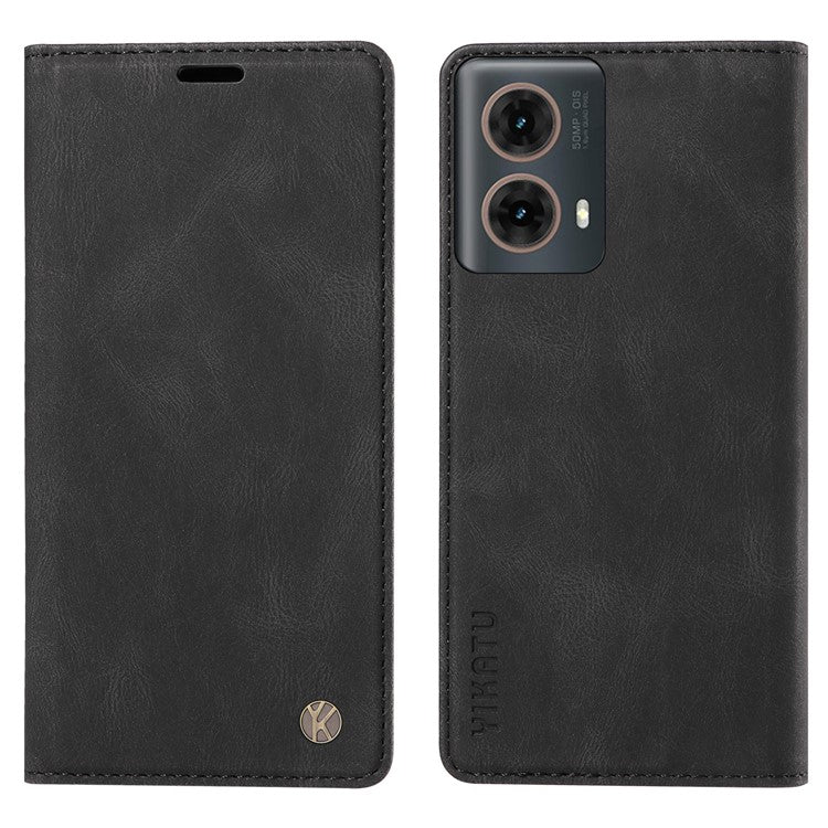 YIKATU YK-004 For Motorola Moto G85 5G / S50 Neo 5G Case Leather Phone Wallet Cover Skin-Touch - Black
