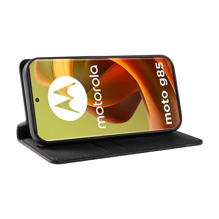 YIKATU YK-004 For Motorola Moto G85 5G / S50 Neo 5G Case Leather Phone Wallet Cover Skin-Touch - Black