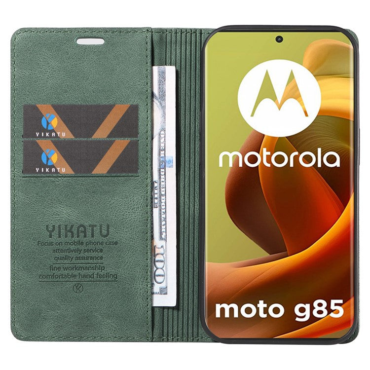 YIKATU YK-004 For Motorola Moto G85 5G / S50 Neo 5G Case Leather Phone Wallet Cover Skin-Touch - Green
