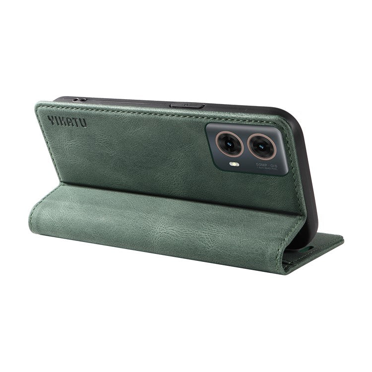 YIKATU YK-004 For Motorola Moto G85 5G / S50 Neo 5G Case Leather Phone Wallet Cover Skin-Touch - Green