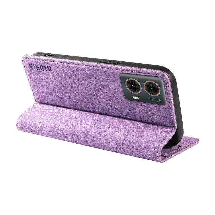 YIKATU YK-004 For Motorola Moto G85 5G / S50 Neo 5G Case Leather Phone Wallet Cover Skin-Touch - Purple