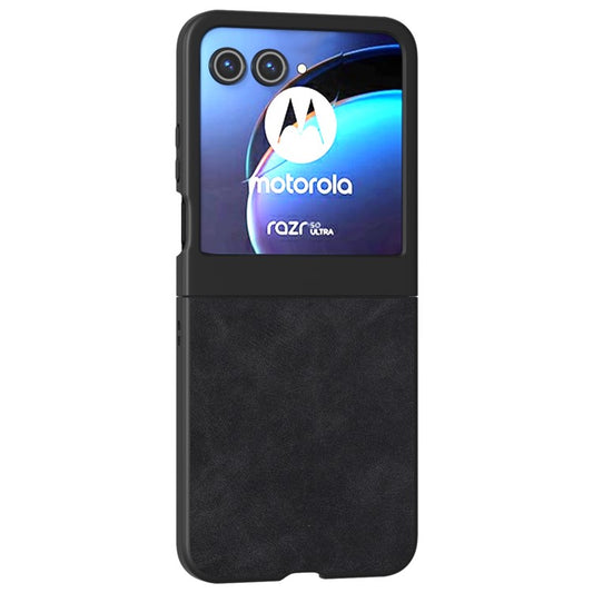 ABEEL For Motorola Razr 60 / Razr 50 5G Case Black Edge PU Leather+PC Folding Phone Cover - Black