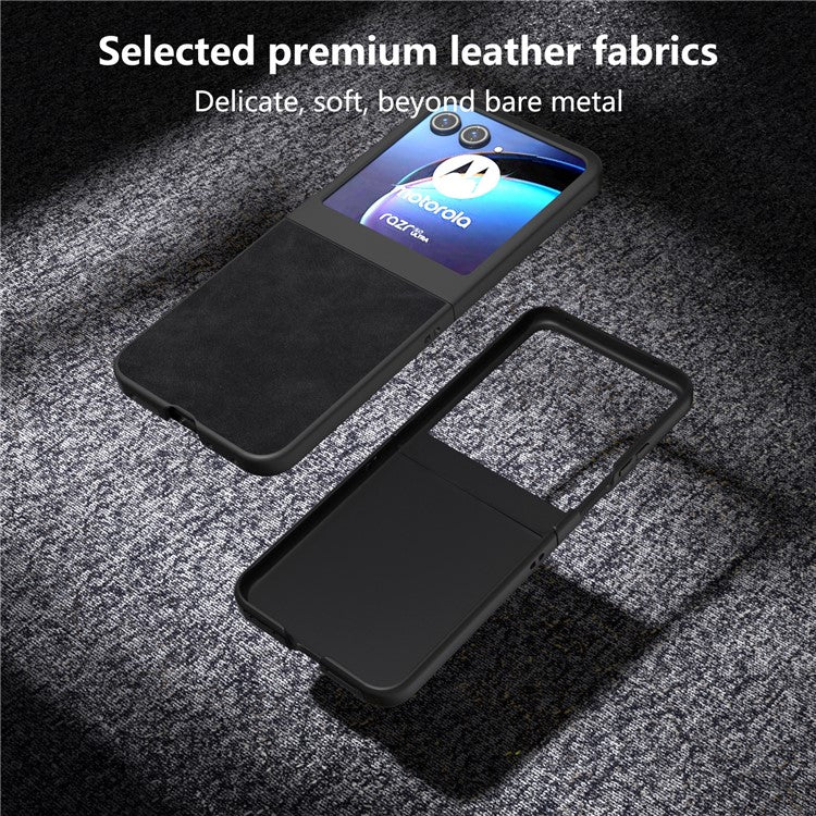 ABEEL For Motorola Razr 60 / Razr 50 5G Case Black Edge PU Leather+PC Folding Phone Cover - Black
