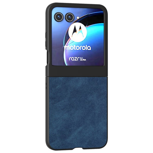 ABEEL For Motorola Razr 60 / Razr 50 5G Case Black Edge PU Leather+PC Folding Phone Cover - Blue