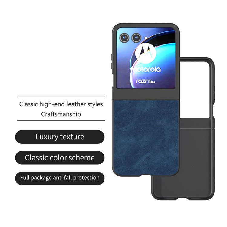 ABEEL For Motorola Razr 60 / Razr 50 5G Case Black Edge PU Leather+PC Folding Phone Cover - Blue
