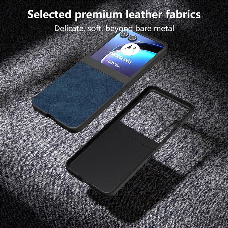 ABEEL For Motorola Razr 60 / Razr 50 5G Case Black Edge PU Leather+PC Folding Phone Cover - Blue