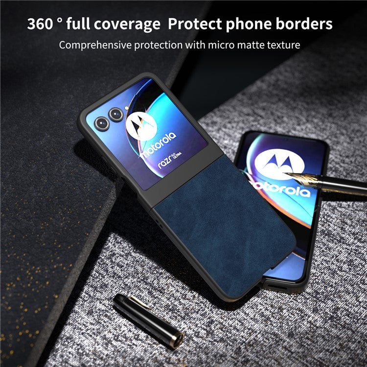 ABEEL For Motorola Razr 60 / Razr 50 5G Case Black Edge PU Leather+PC Folding Phone Cover - Blue