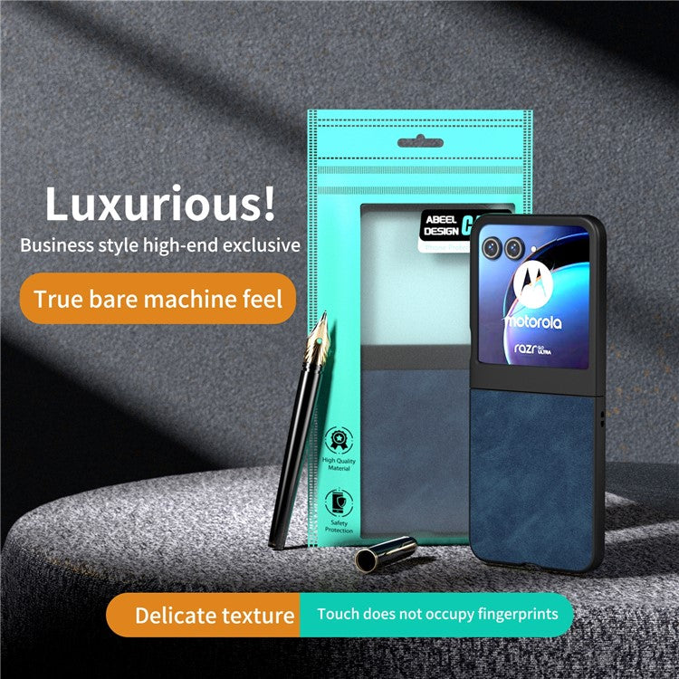 ABEEL For Motorola Razr 60 / Razr 50 5G Case Black Edge PU Leather+PC Folding Phone Cover - Blue