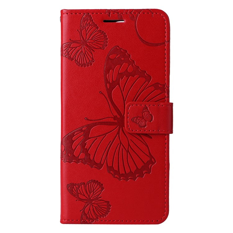 KT Imprinting Flower Series-2 For Realme C63 4G / C61 4G Case Anti-drop Leather Butterfly Imprint Phone Cover - Red