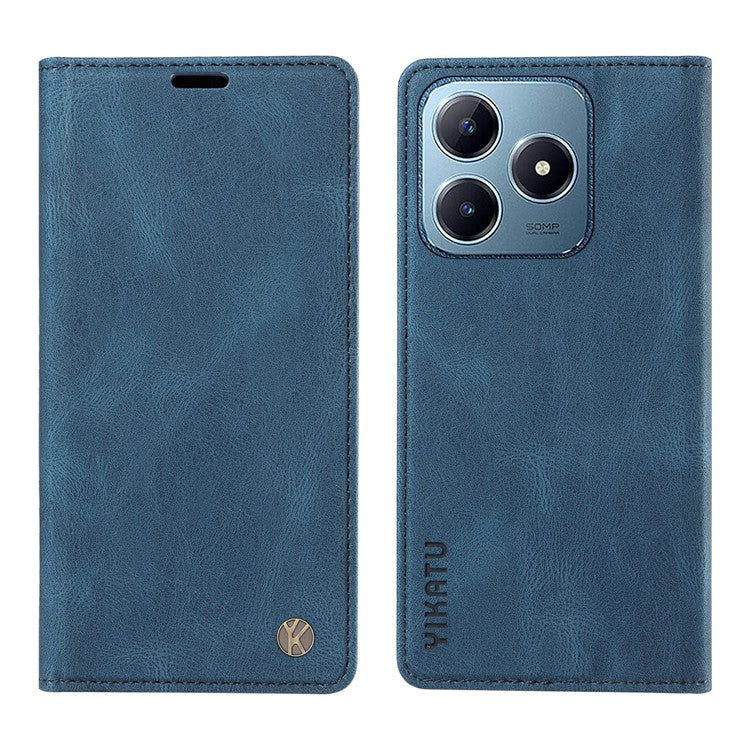 YIKATU YK-004 For Realme C63 4G / C61 4G Case Leather Phone Wallet Cover Skin-Touch - Blue