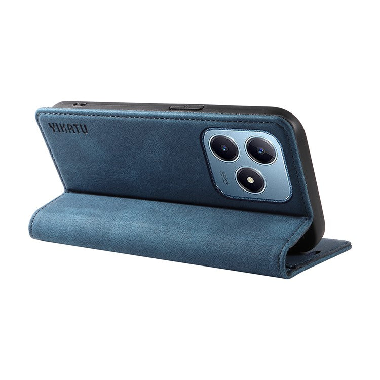 YIKATU YK-004 For Realme C63 4G / C61 4G Case Leather Phone Wallet Cover Skin-Touch - Blue