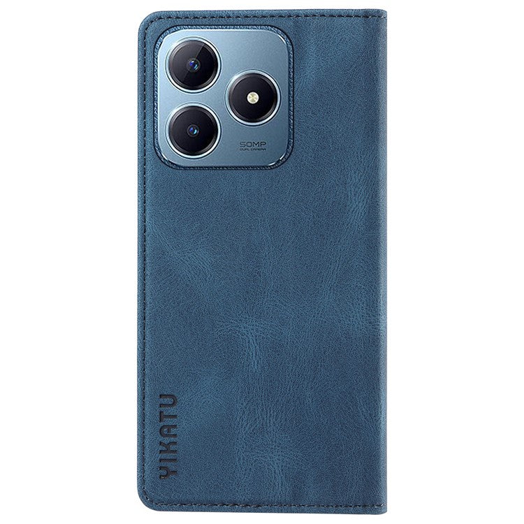 YIKATU YK-004 For Realme C63 4G / C61 4G Case Leather Phone Wallet Cover Skin-Touch - Blue