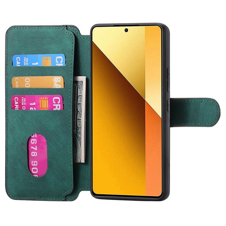For Xiaomi Redmi Note 13 5G Magnetic Case CASENEO Detachable Leather Phone Wallet Cover - Green